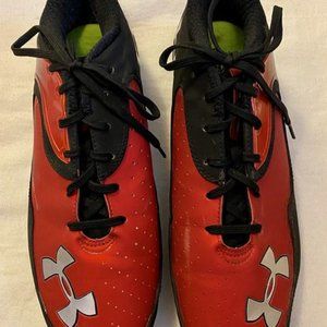 Men’s Sz 11 1/2 Under Armour Micro Red & Black Football Cleats. Amazing conditio